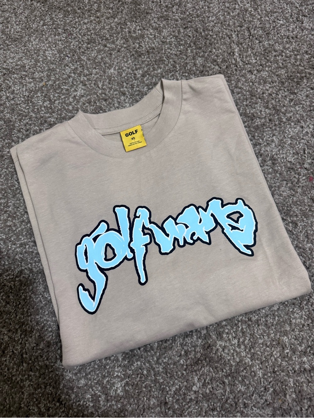Golf Wang Beige Tee with Light Blue Logo